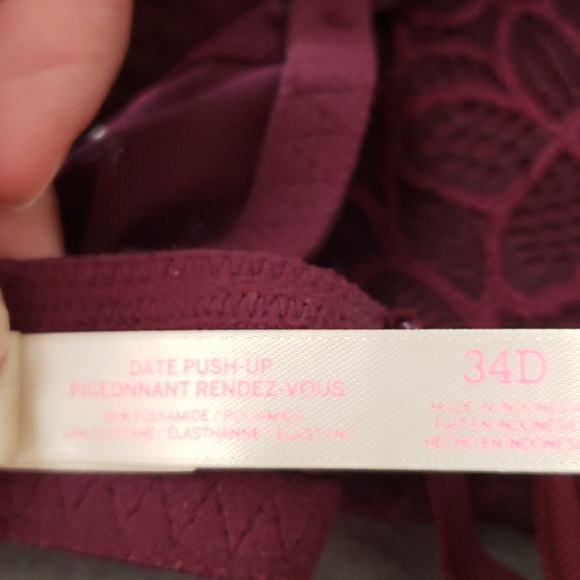 PINK Victoria's Secret wine lace date pushup bra - Picture 5 of 6